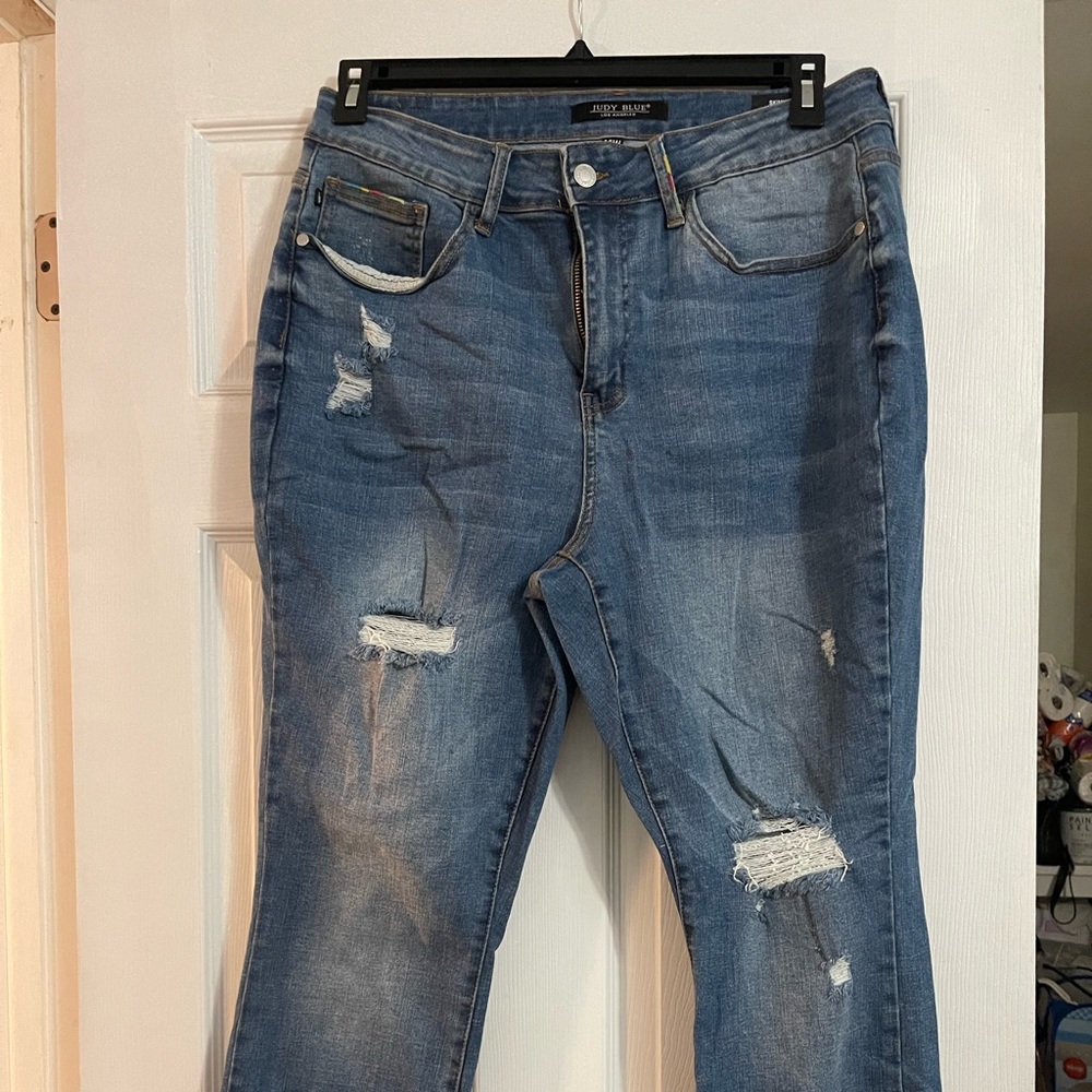 Judy Blue Rainbow Stitched Distressed Jeans